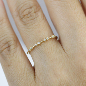 Stackable diamond wedding bands for women eternity rings, spaced diamond wedding band | R 313W - NOOI JEWELRY