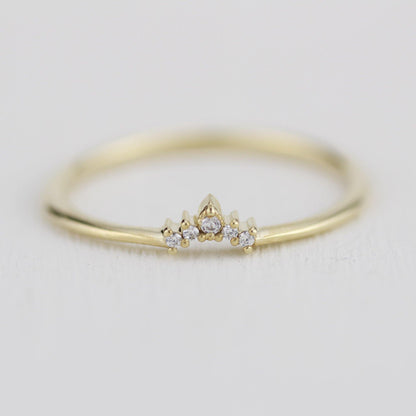 Diamond wedding bands for women, curved wedding band |  R 316W - NOOI JEWELRY