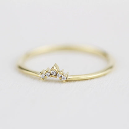 Diamond wedding bands for women, curved wedding band |  R 316W - NOOI JEWELRY