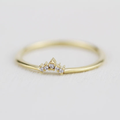 Diamond wedding bands for women, curved wedding band |  R 316W - NOOI JEWELRY