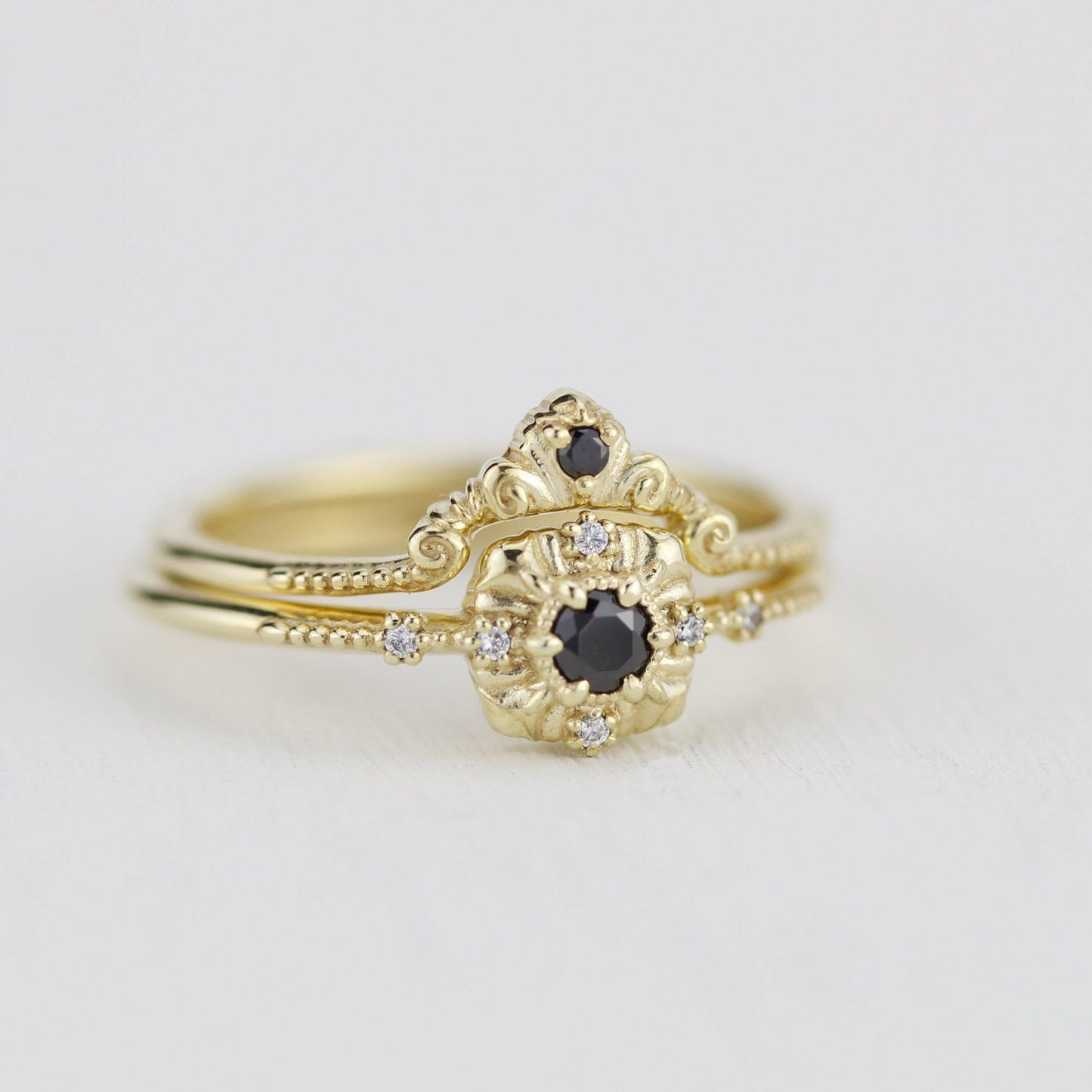 engagement and wedding ring sets vintage unique, wedding ring sets stacked simple | R309310WD - NOOI JEWELRY