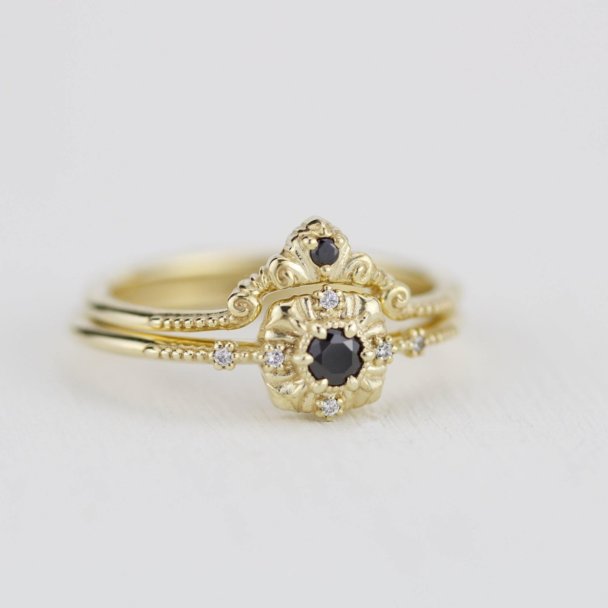 engagement and wedding ring sets vintage unique, wedding ring sets stacked simple | R309310WD - NOOI JEWELRY