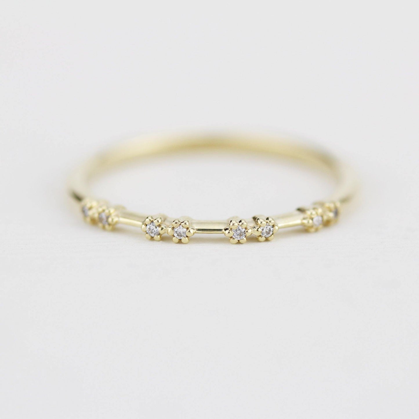 Stackable diamond wedding bands for women eternity rings, spaced diamond wedding band | R 313W - NOOI JEWELRY