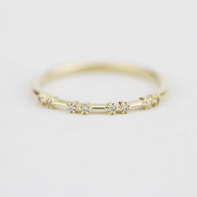 Stackable diamond wedding bands for women eternity rings, spaced diamond wedding band | R 313W - NOOI JEWELRY