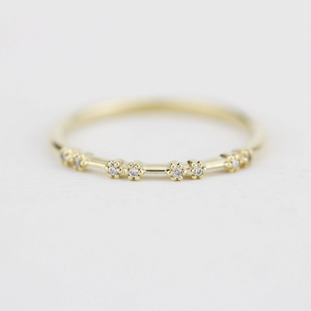 Stackable diamond wedding bands for women eternity rings, spaced diamond wedding band | R 313W - NOOI JEWELRY