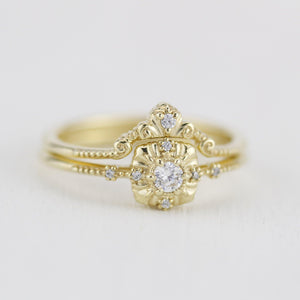 bridal set, engagement and wedding ring set vintage unique, wedding ring sets stacked simple | R309310WD - NOOI JEWELRY