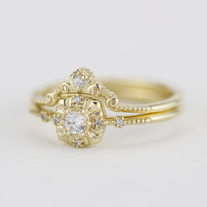 bridal set, engagement and wedding ring set vintage unique, wedding ring sets stacked simple | R309310WD - NOOI JEWELRY