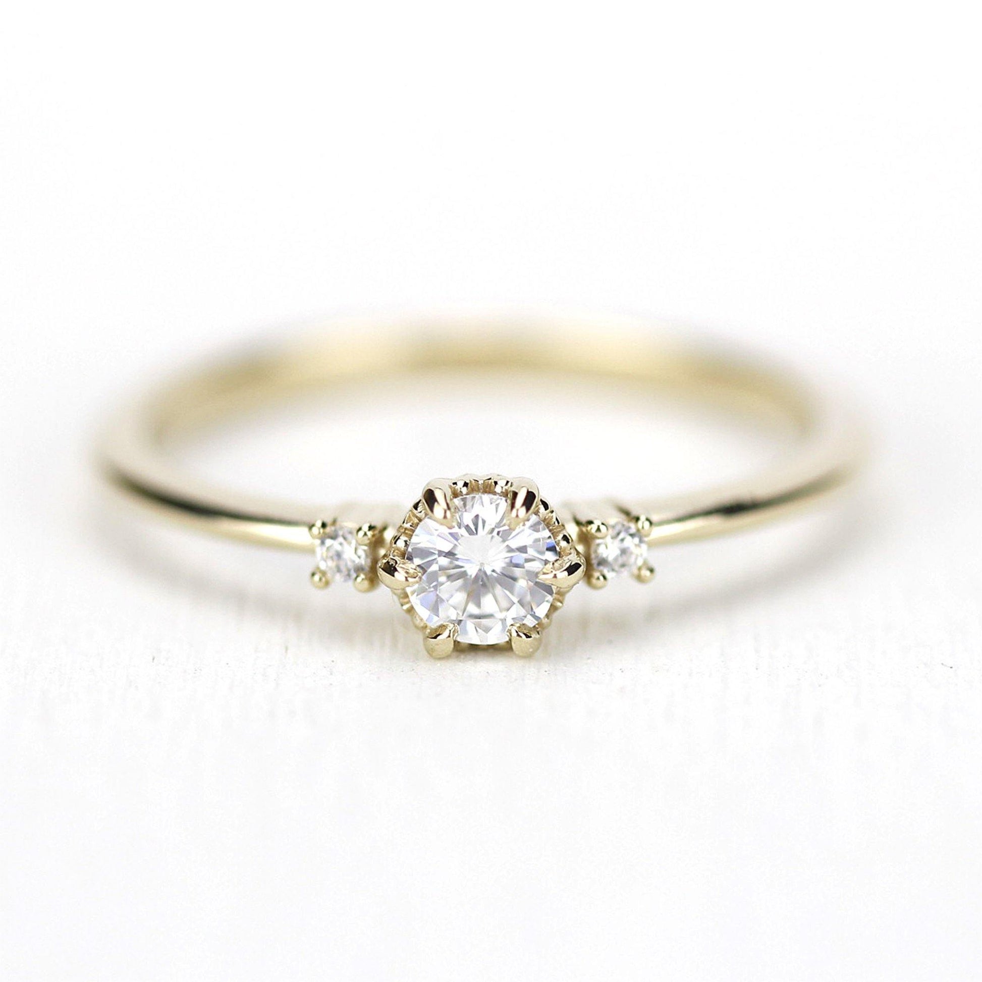 Engagement ring and wedding band set, bridal sets rings for women, bridal set diamond, engagement bridal set  | R252316W - NOOI JEWELRY