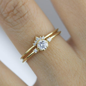 Engagement ring and wedding band set, bridal sets rings for women, bridal set diamond, engagement bridal set  | R252316W - NOOI JEWELRY