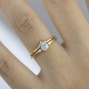 Engagement ring and wedding band set, bridal sets rings for women, bridal set diamond, engagement bridal set  | R252316W - NOOI JEWELRY