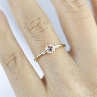 Morganite engagement ring, morganite diamond engagement ring, morganite rose gold ring | R 305 MO - NOOI JEWELRY