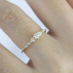 Simple diamond engagement ring | unique engagement ring | delicate engagement ring R 317WD - NOOI JEWELRY