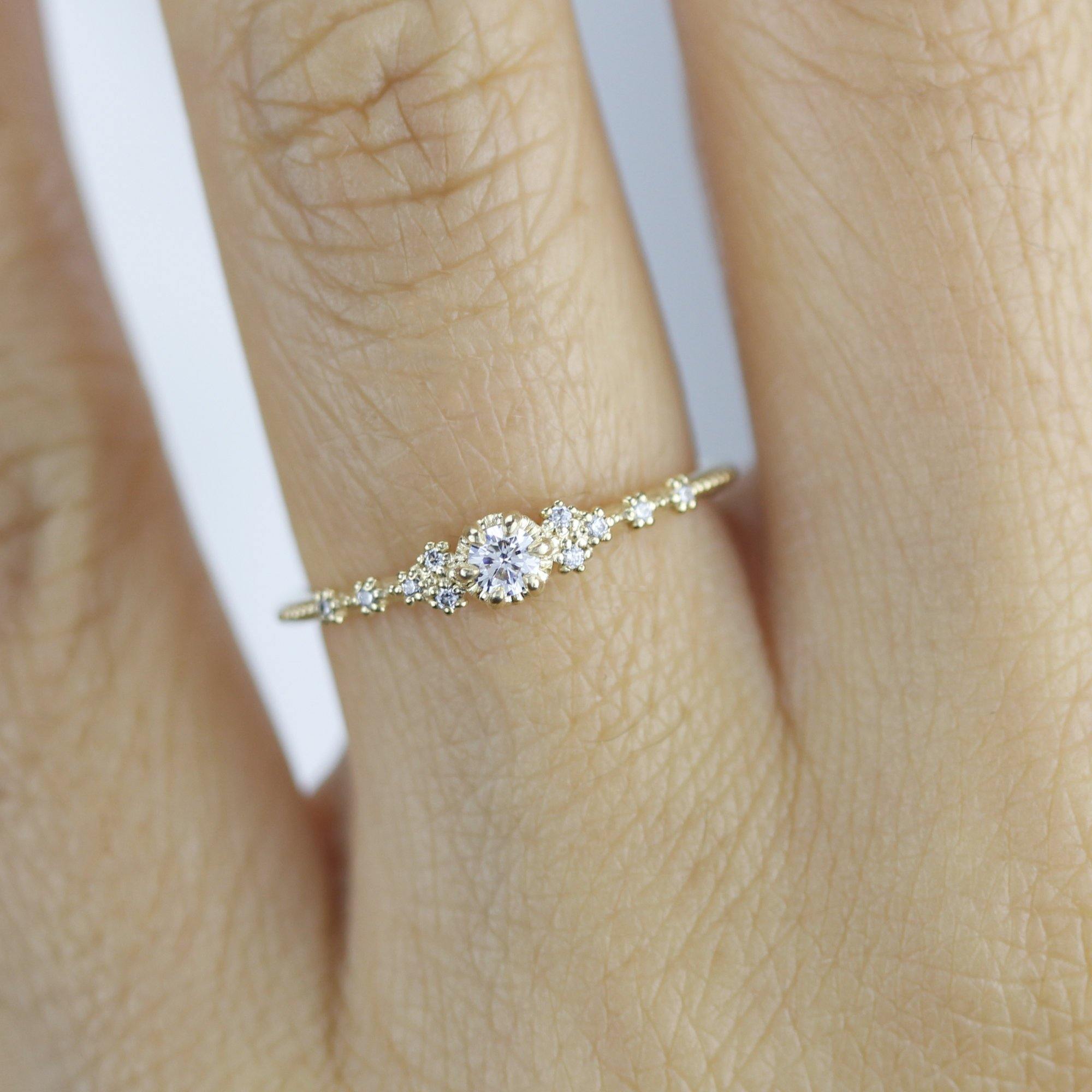 Simple diamond engagement ring | unique engagement ring | delicate engagement ring R 317WD