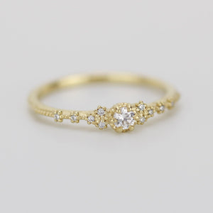 Simple diamond engagement ring | unique engagement ring | delicate engagement ring R 317WD - NOOI JEWELRY