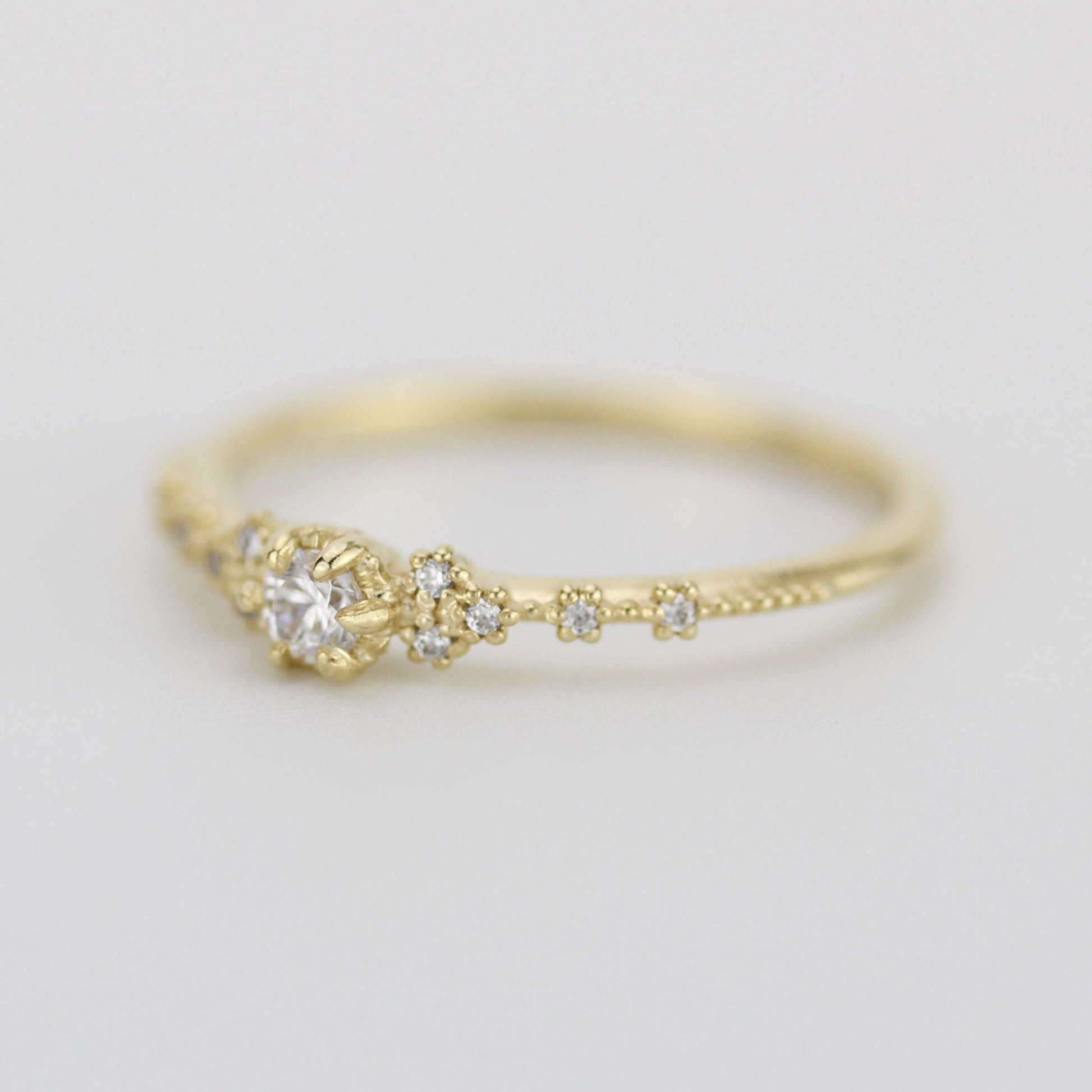 Simple diamond engagement ring | unique engagement ring | delicate engagement ring R 317WD - NOOI JEWELRY