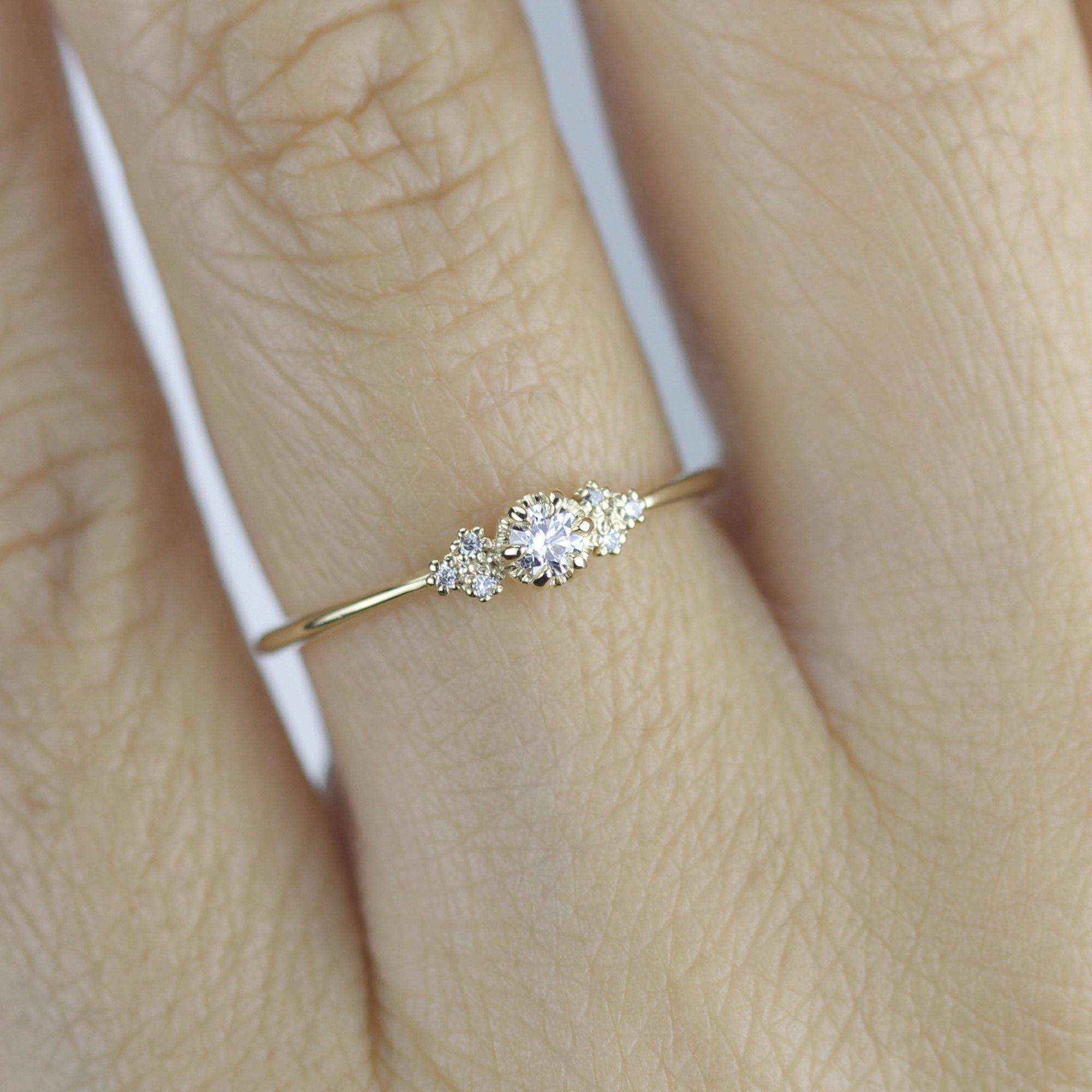 Simple Diamond Engagement Ring, Delicate Engagement Ring Vintage Unique,  Marquise Engagement Ring R303NWWD - Etsy