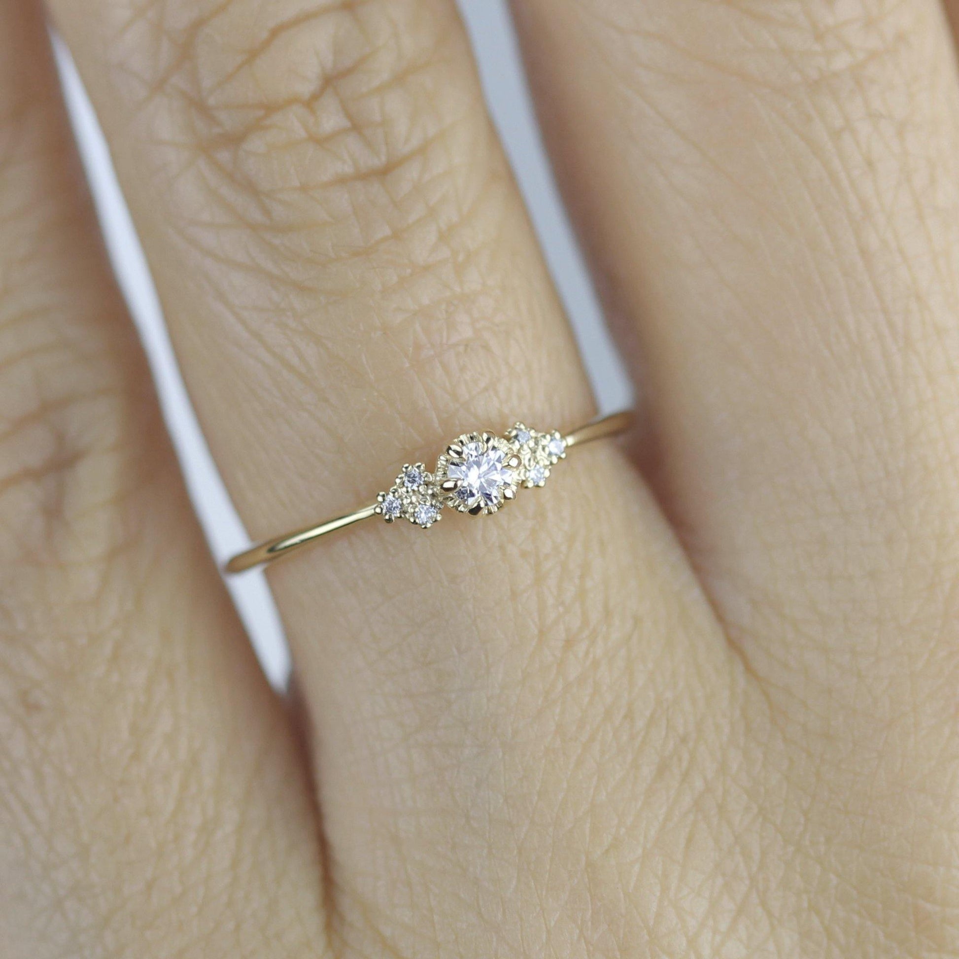 Simple diamond engagement ring | unique engagement ring | delicate engagement ring R 318WD - NOOI JEWELRY