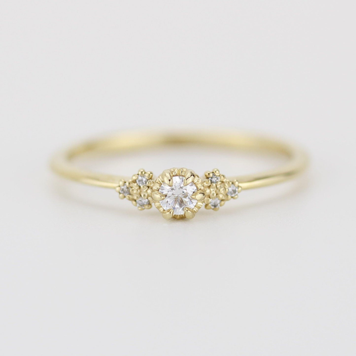 Simple diamond engagement ring | unique engagement ring | delicate engagement ring R 318WD - NOOI JEWELRY