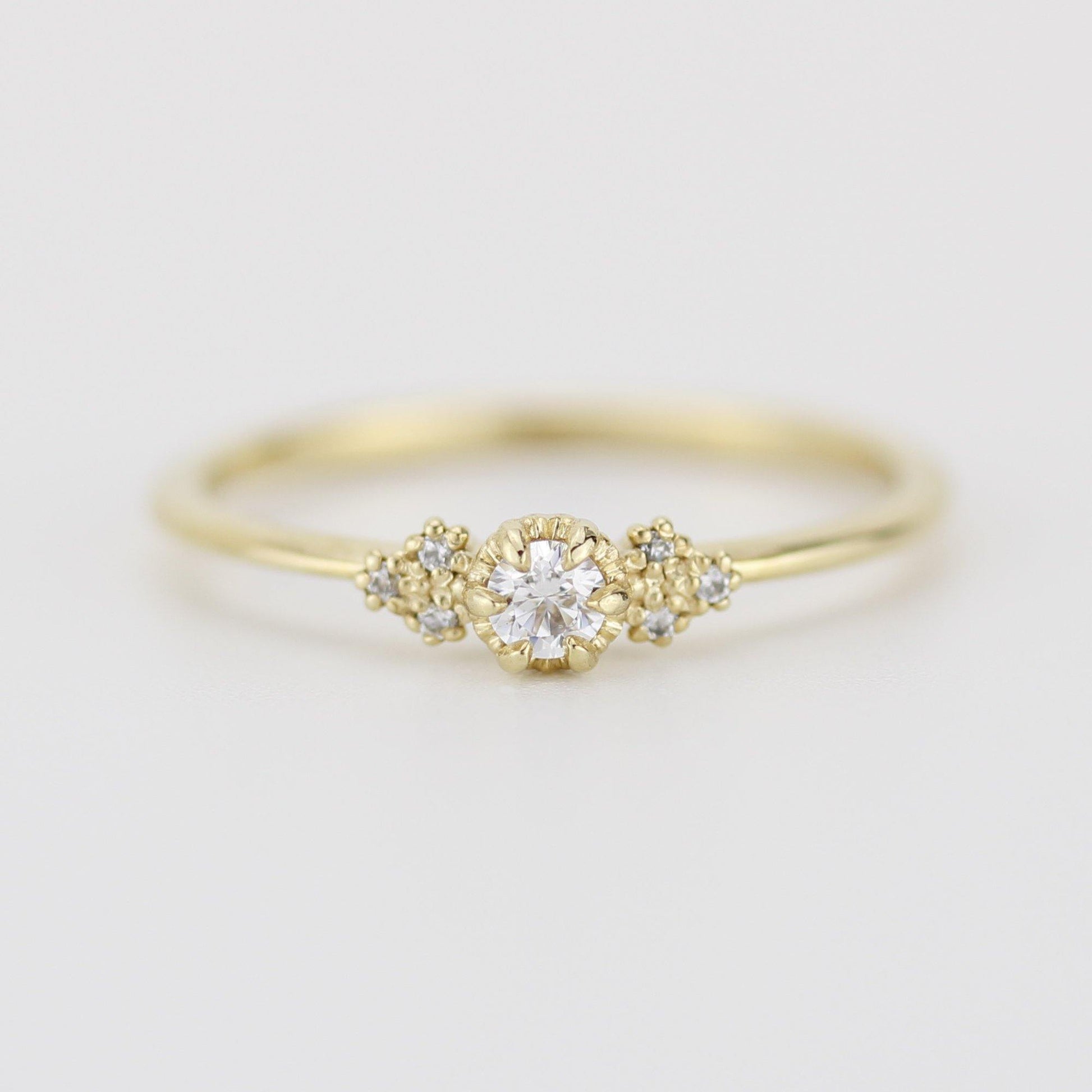 Simple diamond engagement ring | unique engagement ring | delicate engagement ring R 318WD - NOOI JEWELRY