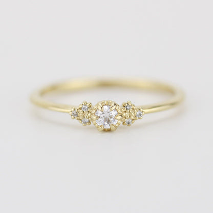 Simple diamond engagement ring | unique engagement ring | delicate engagement ring R 318WD - NOOI JEWELRY