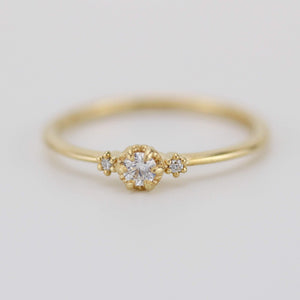 Three stones diamond engagement ring | three stone unique engagement ring | delicate engagement ring R 319WD - NOOI JEWELRY