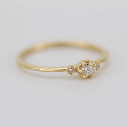 Three stones diamond engagement ring | three stone unique engagement ring | delicate engagement ring R 319WD - NOOI JEWELRY