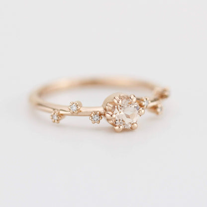 Morganite and diamond engagement ring, simple engagement ring | R256MOR - NOOI JEWELRY