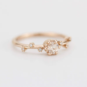 Morganite and diamond engagement ring, simple engagement ring | R256MOR - NOOI JEWELRY