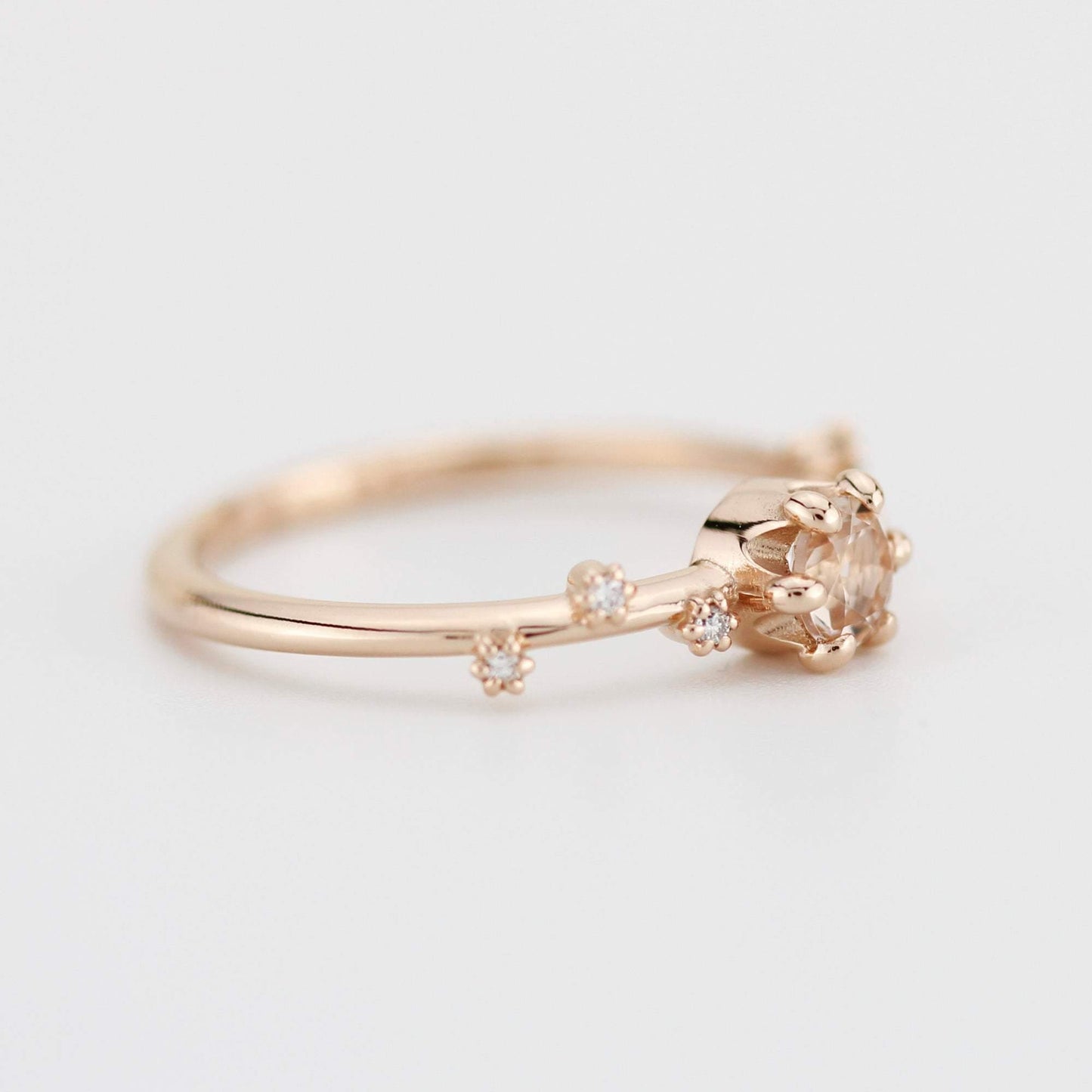 Morganite and diamond engagement ring, simple engagement ring | R256MOR - NOOI JEWELRY