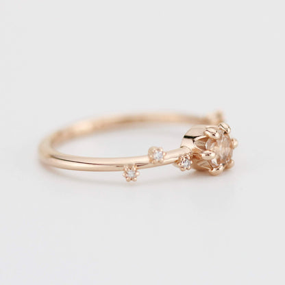 Morganite and diamond engagement ring, simple engagement ring | R256MOR - NOOI JEWELRY