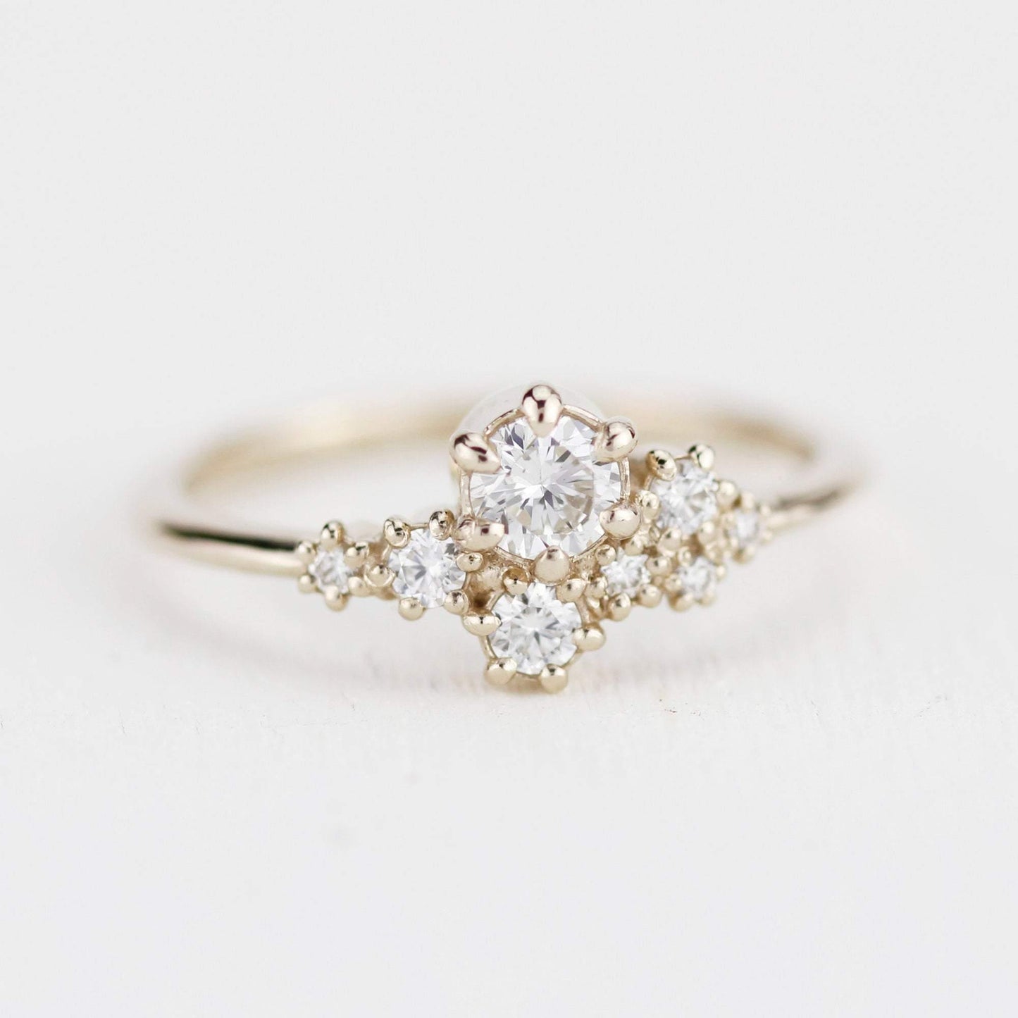 Engagement ring, unique engagement ring, cluster engagement ring, minimalist engagement ring | R320W - NOOI JEWELRY