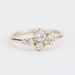 Engagement ring, unique engagement ring, cluster engagement ring, minimalist engagement ring | R320W - NOOI JEWELRY