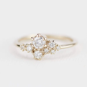 Engagement ring, unique engagement ring, cluster engagement ring, minimalist engagement ring | R320W - NOOI JEWELRY