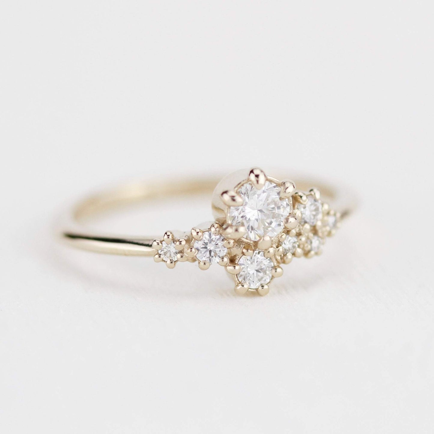 Engagement ring, unique engagement ring, cluster engagement ring, minimalist engagement ring | R320W - NOOI JEWELRY