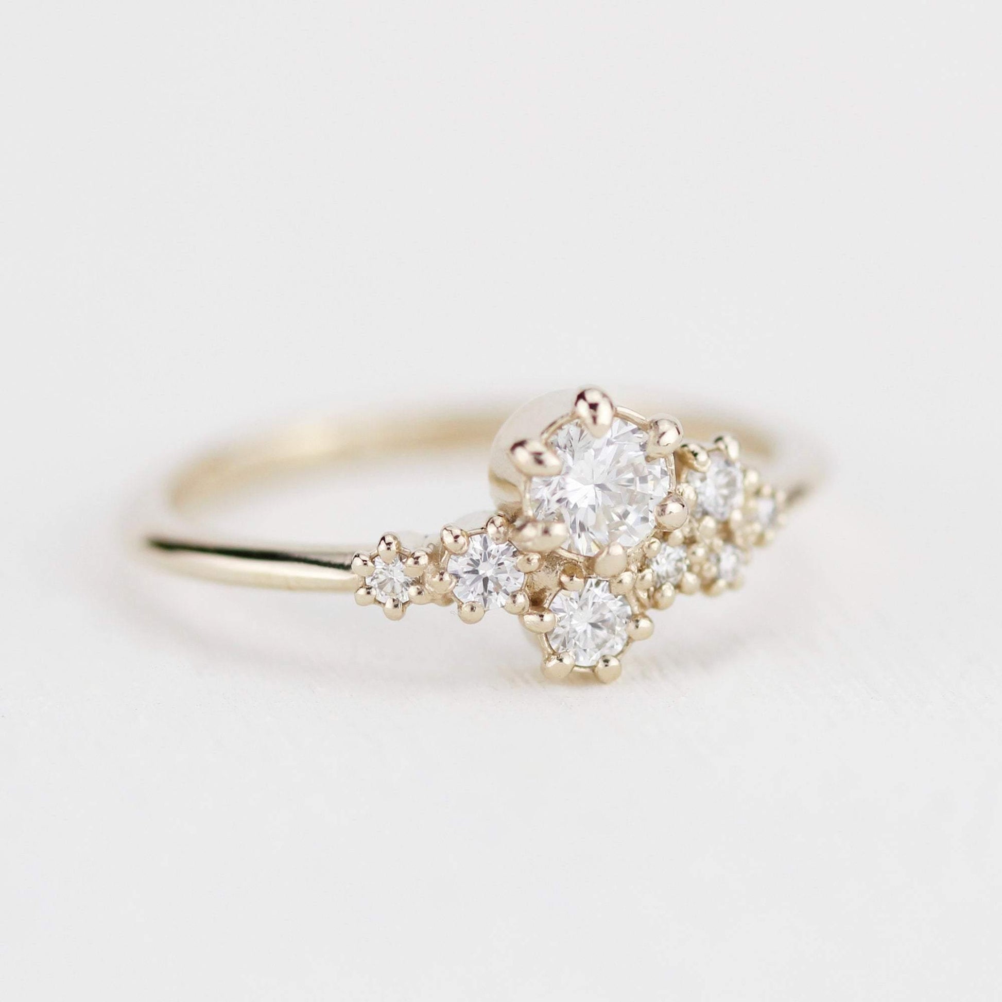 Engagement ring, unique engagement ring, cluster engagement ring, minimalist engagement ring | R320W - NOOI JEWELRY
