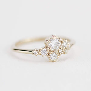 Engagement ring, unique engagement ring, cluster engagement ring, minimalist engagement ring | R320W - NOOI JEWELRY