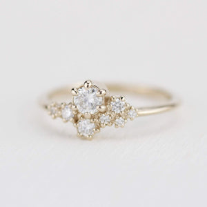 Engagement ring, unique engagement ring, cluster engagement ring, minimalist engagement ring | R320W - NOOI JEWELRY