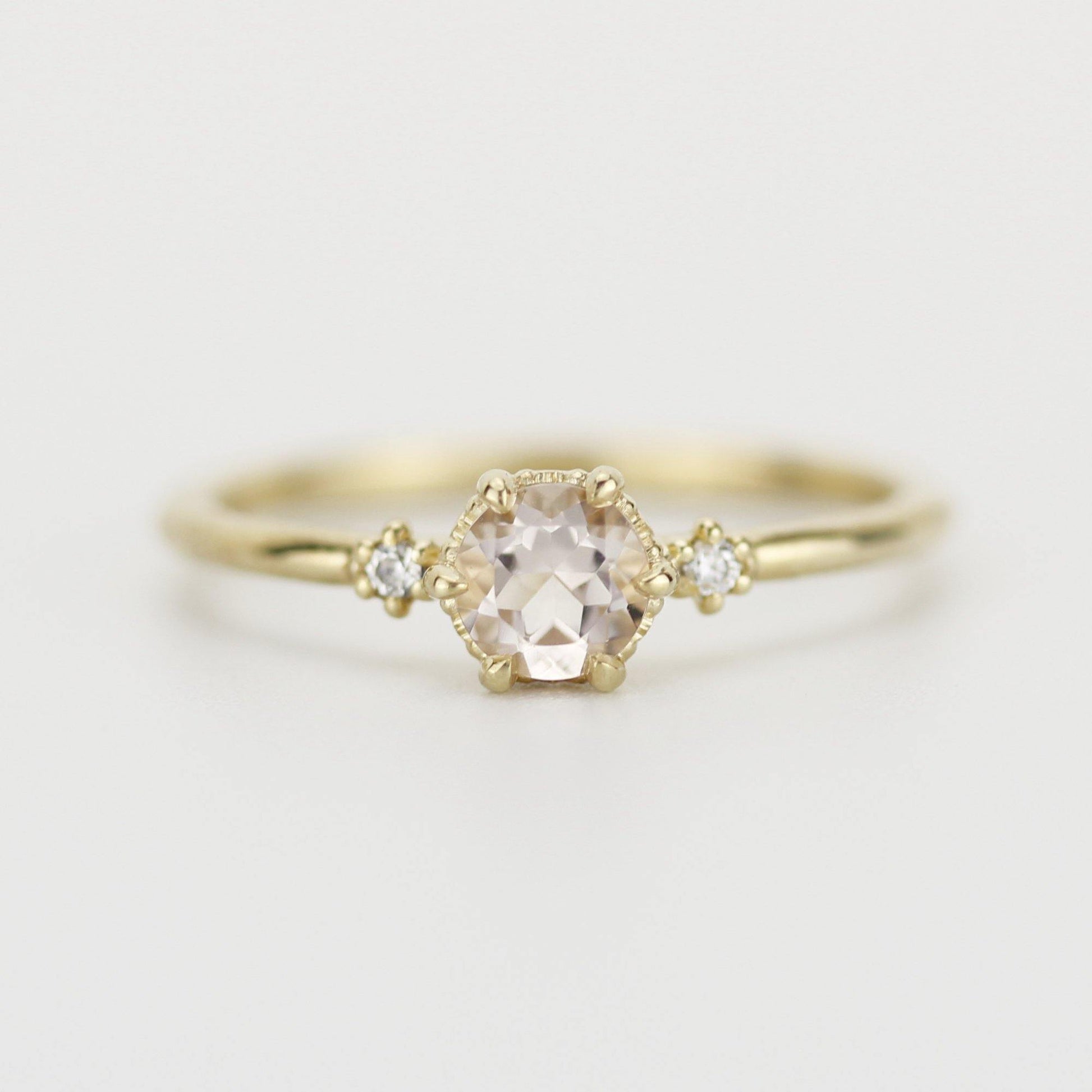 Morganite engagement ring, morganite diamond engagement ring, morganite rose gold ring | R 305 MO - NOOI JEWELRY