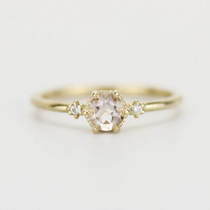 Morganite engagement ring, morganite diamond engagement ring, morganite rose gold ring | R 305 MO - NOOI JEWELRY
