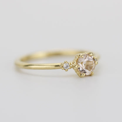 Morganite engagement ring, morganite diamond engagement ring, morganite rose gold ring | R 305 MO - NOOI JEWELRY