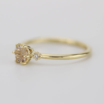 Morganite engagement ring, morganite diamond engagement ring, morganite rose gold ring | R 305 MO - NOOI JEWELRY