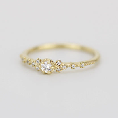 Simple diamond engagement ring | unique engagement ring | delicate engagement ring R 317WD - NOOI JEWELRY