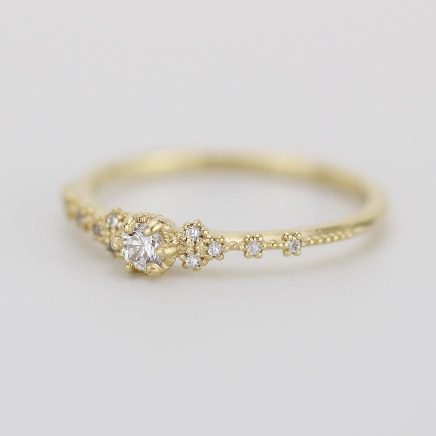 Simple diamond engagement ring | unique engagement ring | delicate engagement ring R 317WD - NOOI JEWELRY