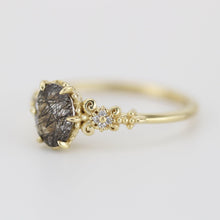 Load image into Gallery viewer, Oval engagement ring black rutile and diamonds | R265RUT - NOOI JEWELRY