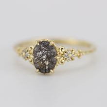 Load image into Gallery viewer, Oval engagement ring black rutile and diamonds | R265RUT - NOOI JEWELRY