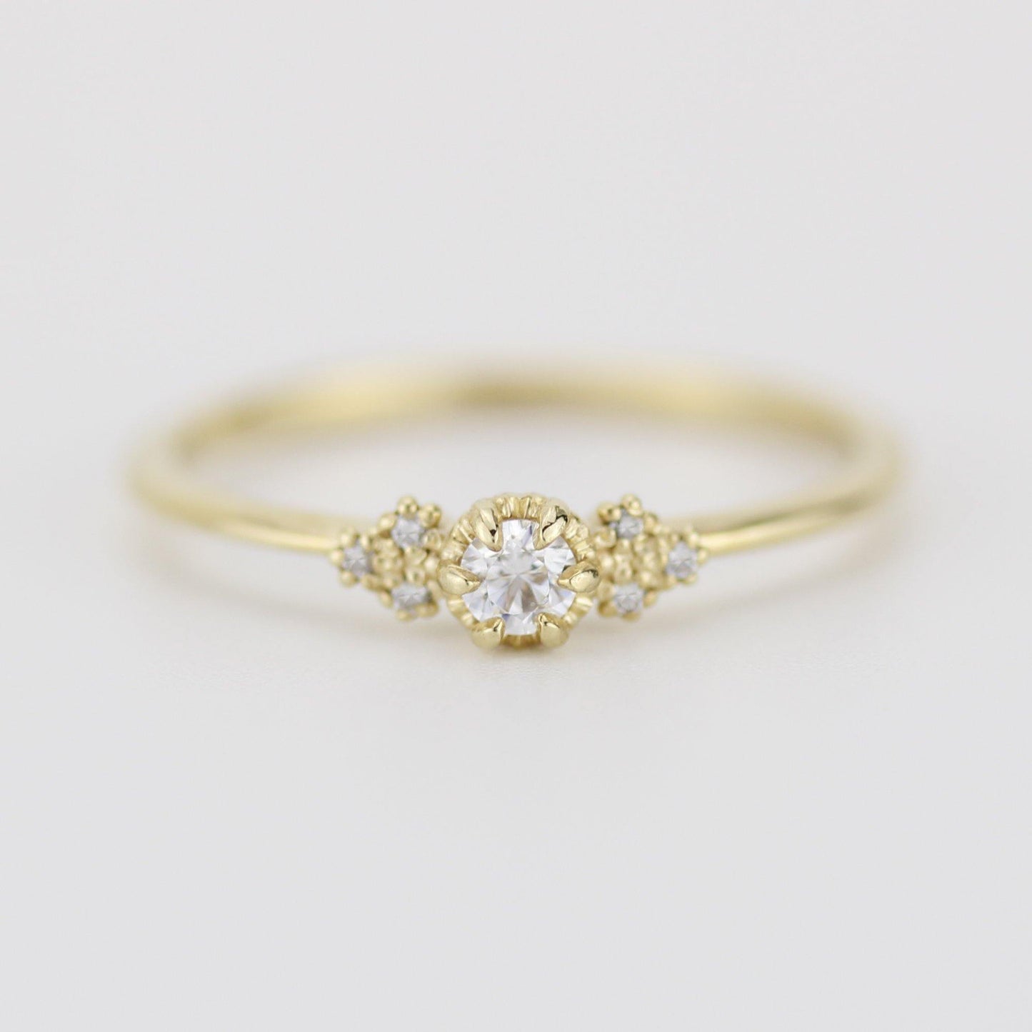 Simple diamond engagement ring | unique engagement ring | delicate engagement ring R 318WD - NOOI JEWELRY