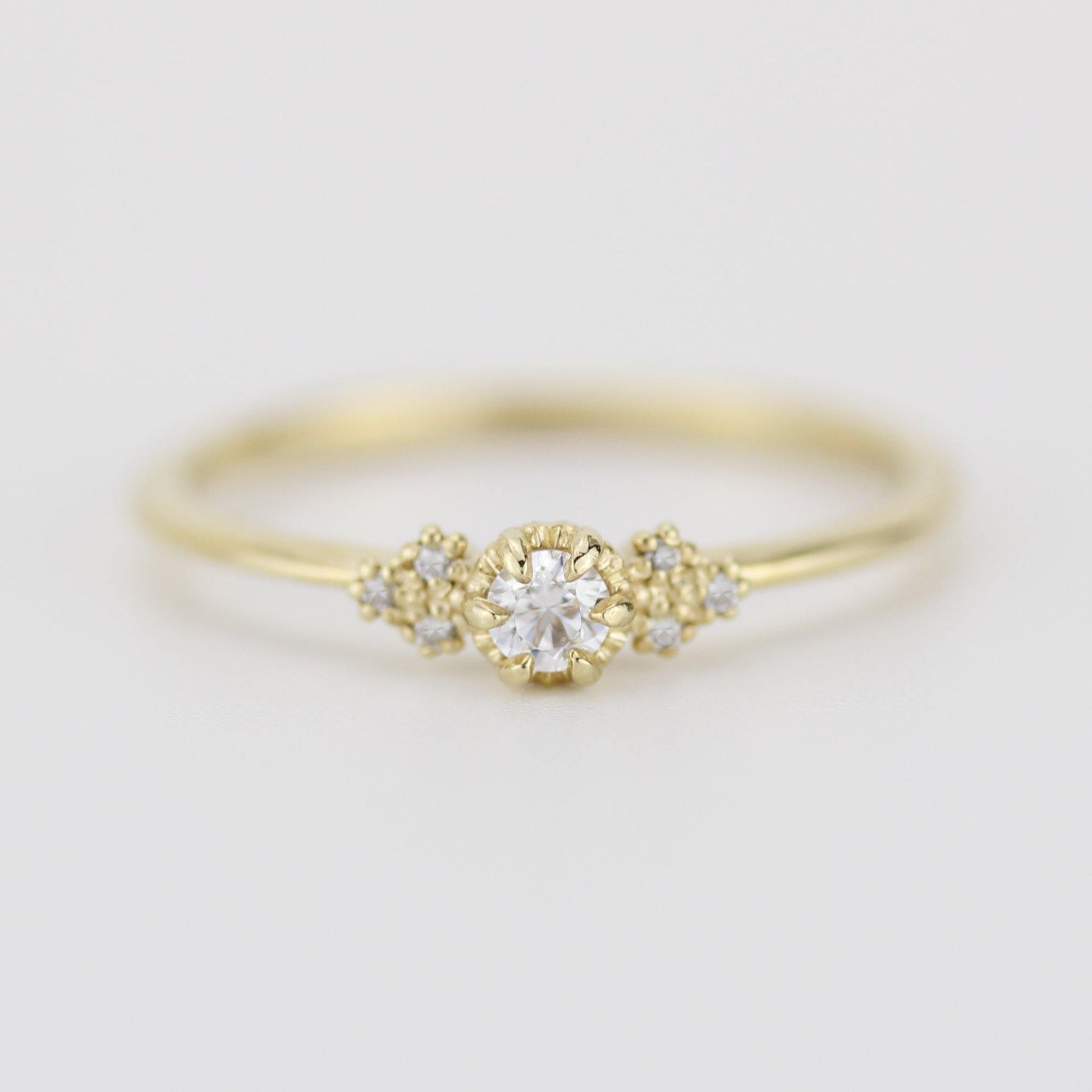 Simple diamond engagement ring | unique engagement ring | delicate engagement ring R 318WD - NOOI JEWELRY