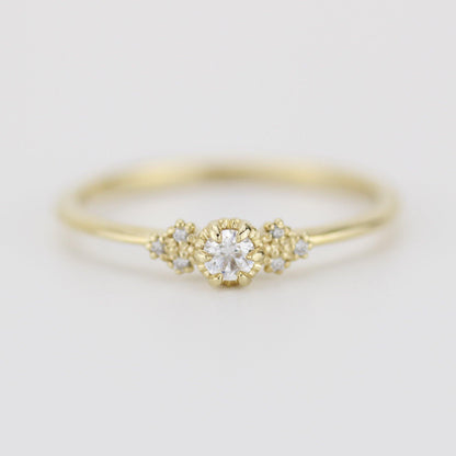 Simple diamond engagement ring | unique engagement ring | delicate engagement ring R 318WD - NOOI JEWELRY