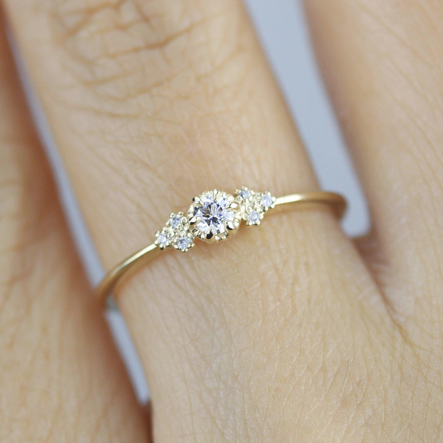 Simple diamond engagement ring | unique engagement ring | delicate engagement ring R 318WD - NOOI JEWELRY