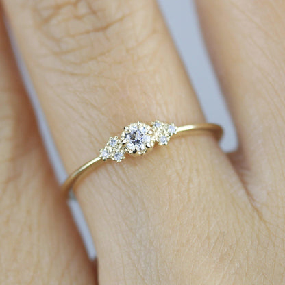 Simple diamond engagement ring | unique engagement ring | delicate engagement ring R 318WD - NOOI JEWELRY